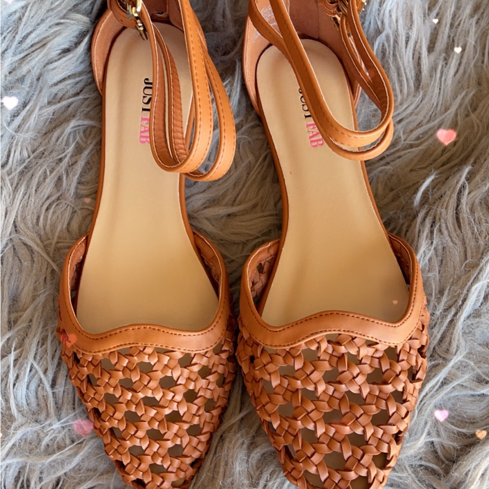 JustFab Brown Woven Flats
